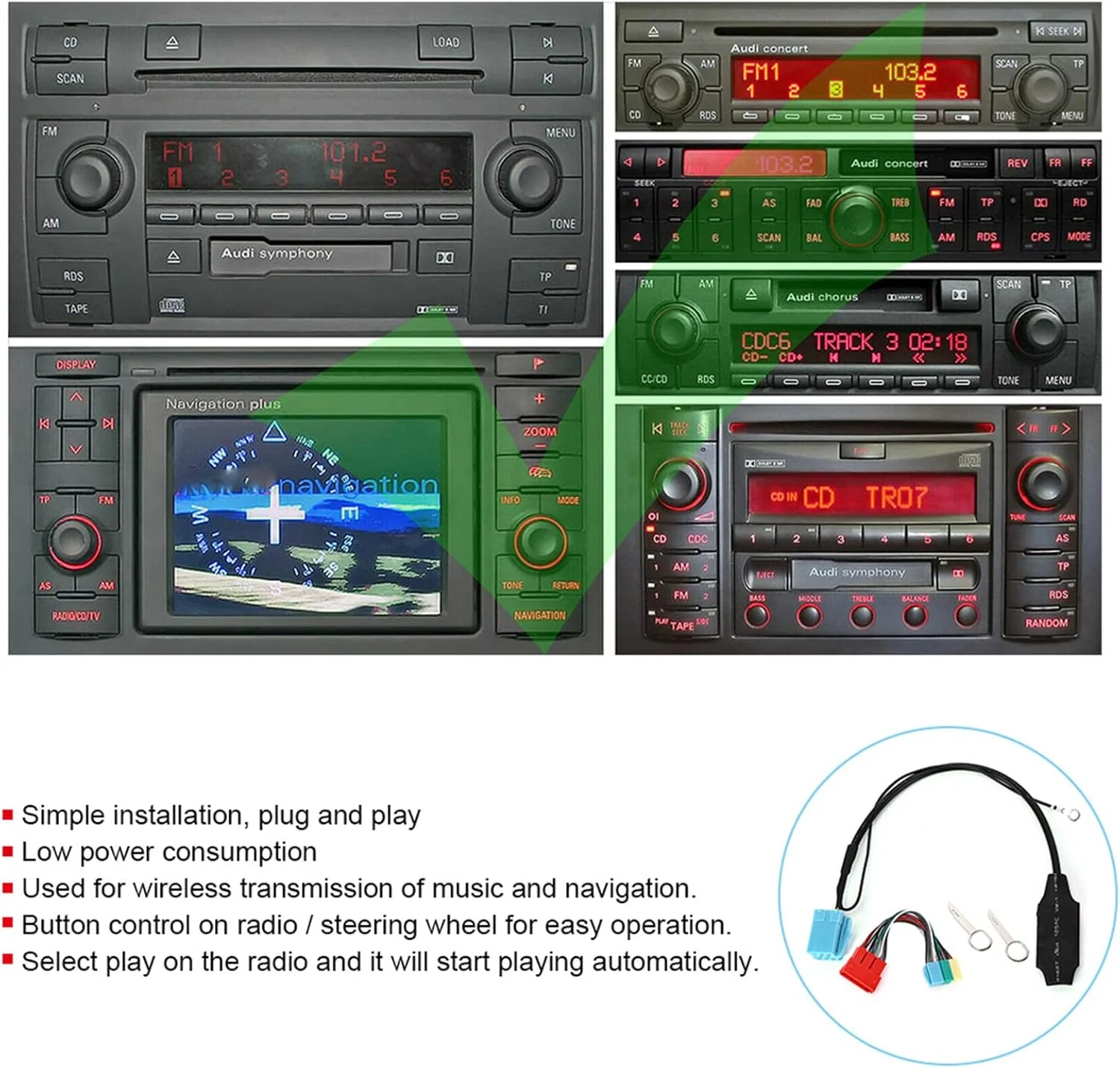 TOPINCN 20pin/ 5.0 Audio Adapter Radio Connector Car