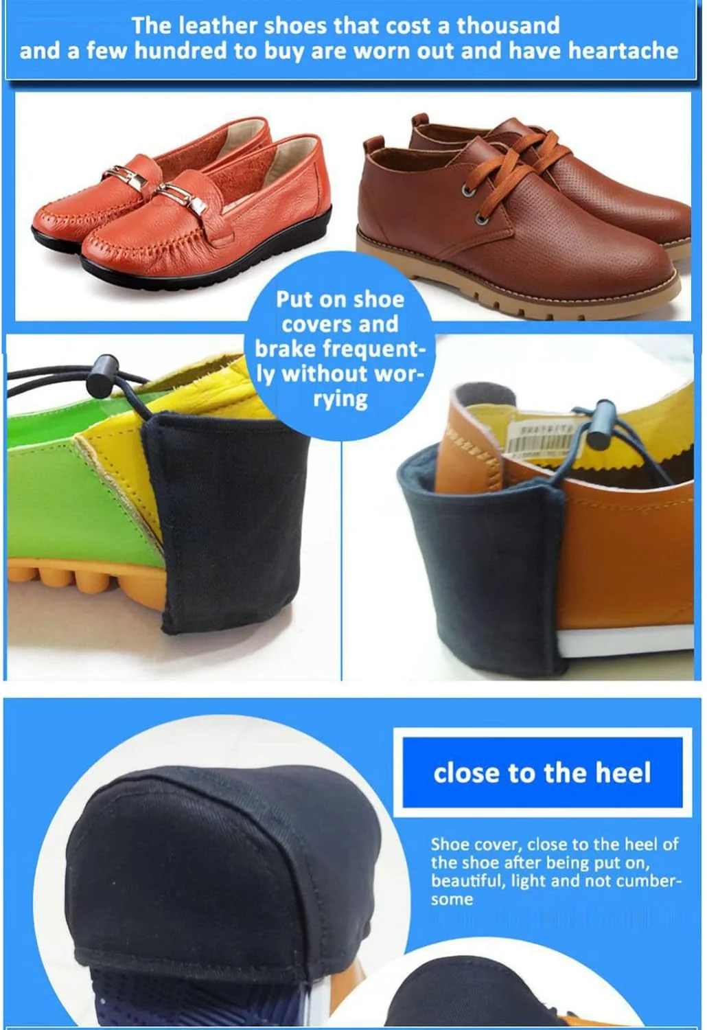 TOPINCN 2pcs Driving Shoe Heel Protectors Cover, Oxford Cloth