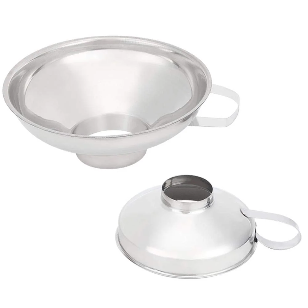 TOPINCN 2Pcs Wide Mouth Canning Funnel Cup Household Stainless