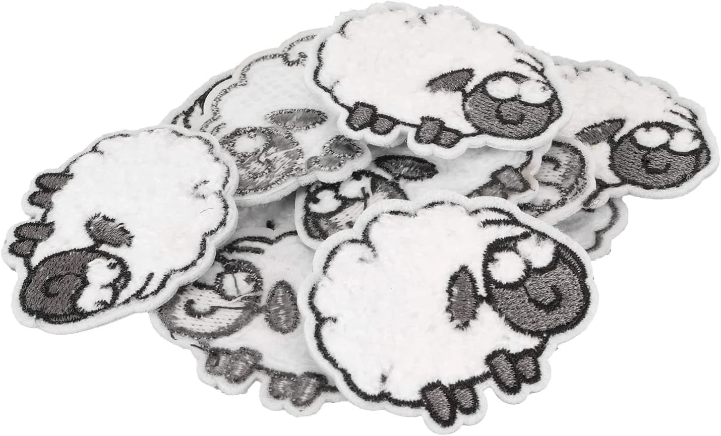 TOPINCN 30pcs Sheep Shape Cloth Patches Embroidered Iron On