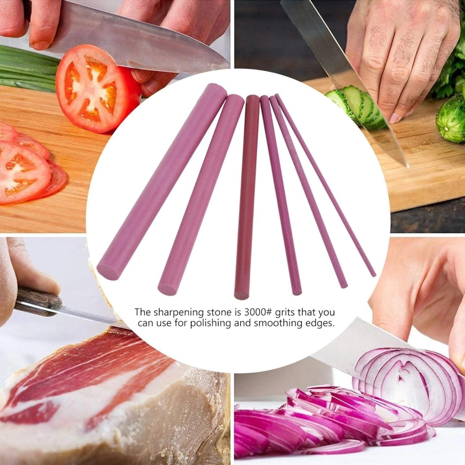 TOPINCN 6Pcs 3000 Grit Polishing Oil Stone Sharpener