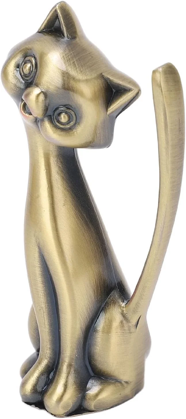 TOPINCN Cat Ring Holder Glossy Statuette Three Dimensional