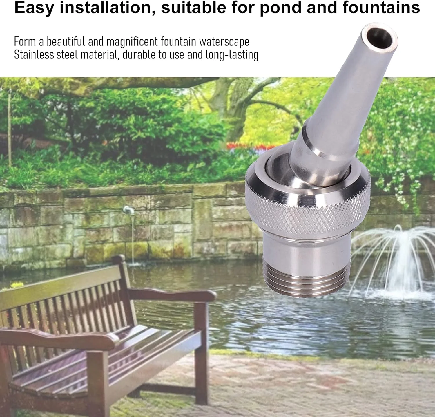 TOPINCN Fountain Nozzle, 304 Stainless Steel Spray Adjustable