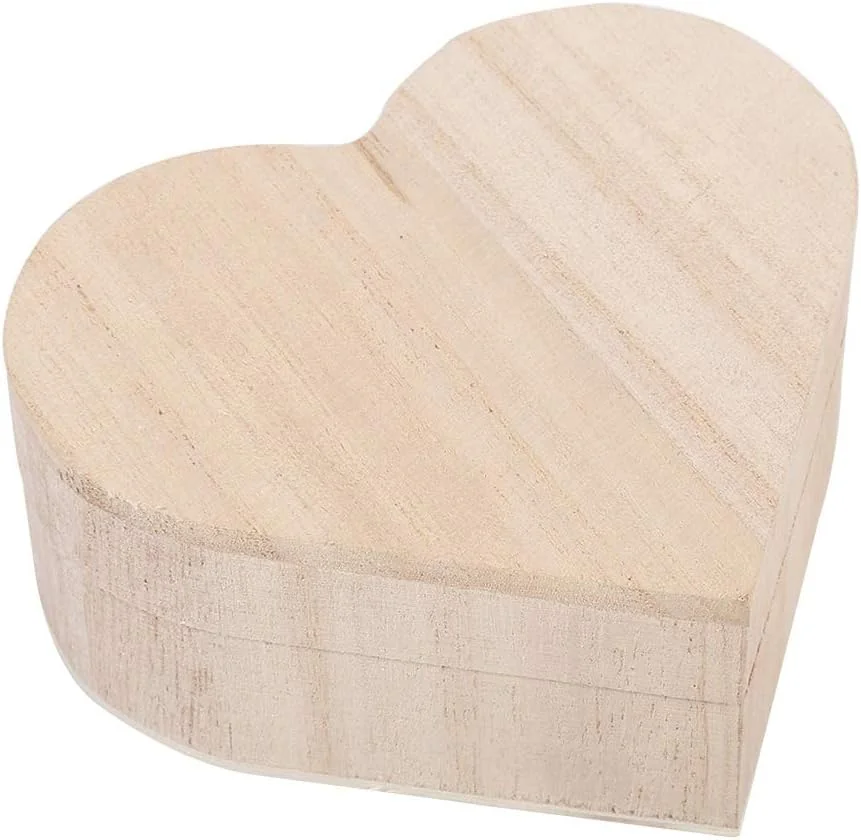 TOPINCN Heart shaped Wooden Box, Jewelry Storage Box