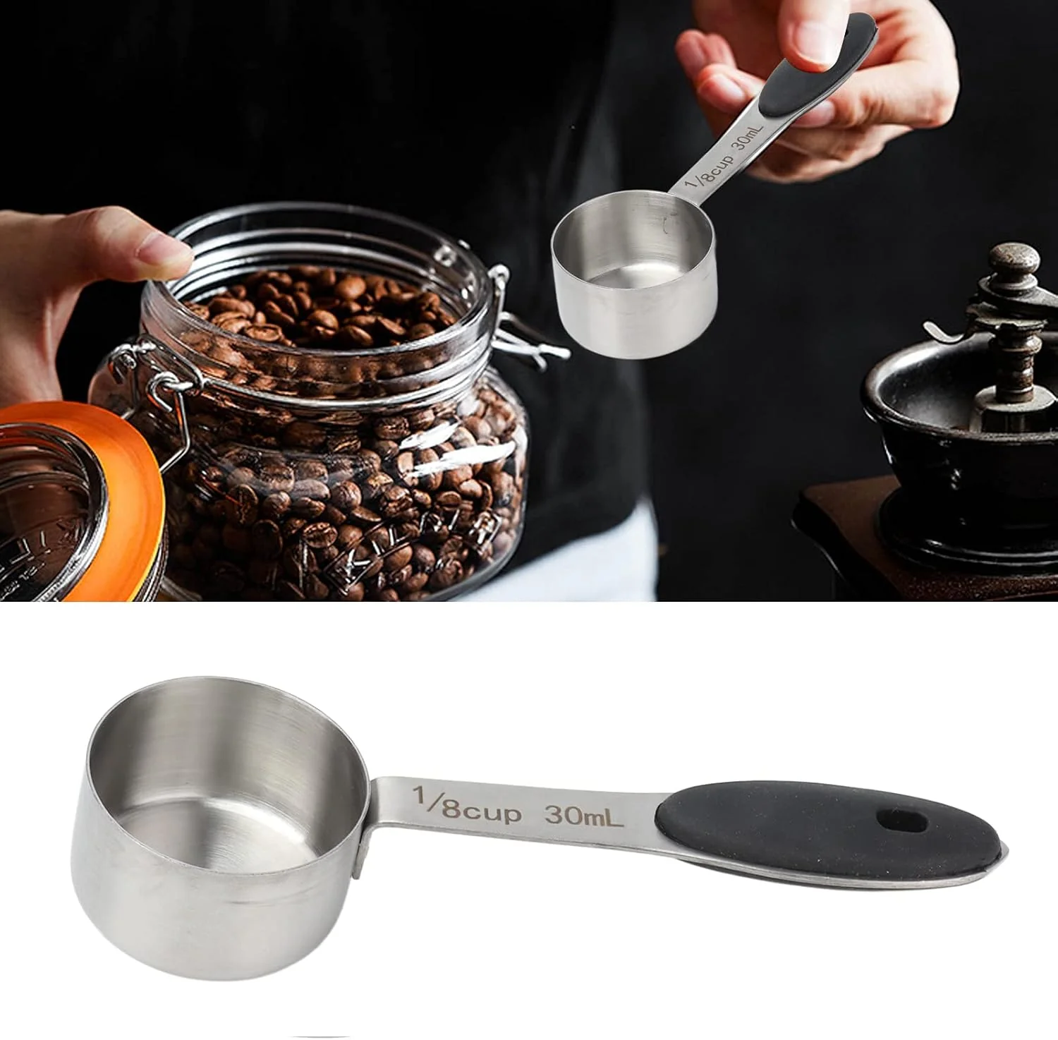 TOPINCN Measuring Cups Stainless Steel Coffee Measuring Scoop 1/8