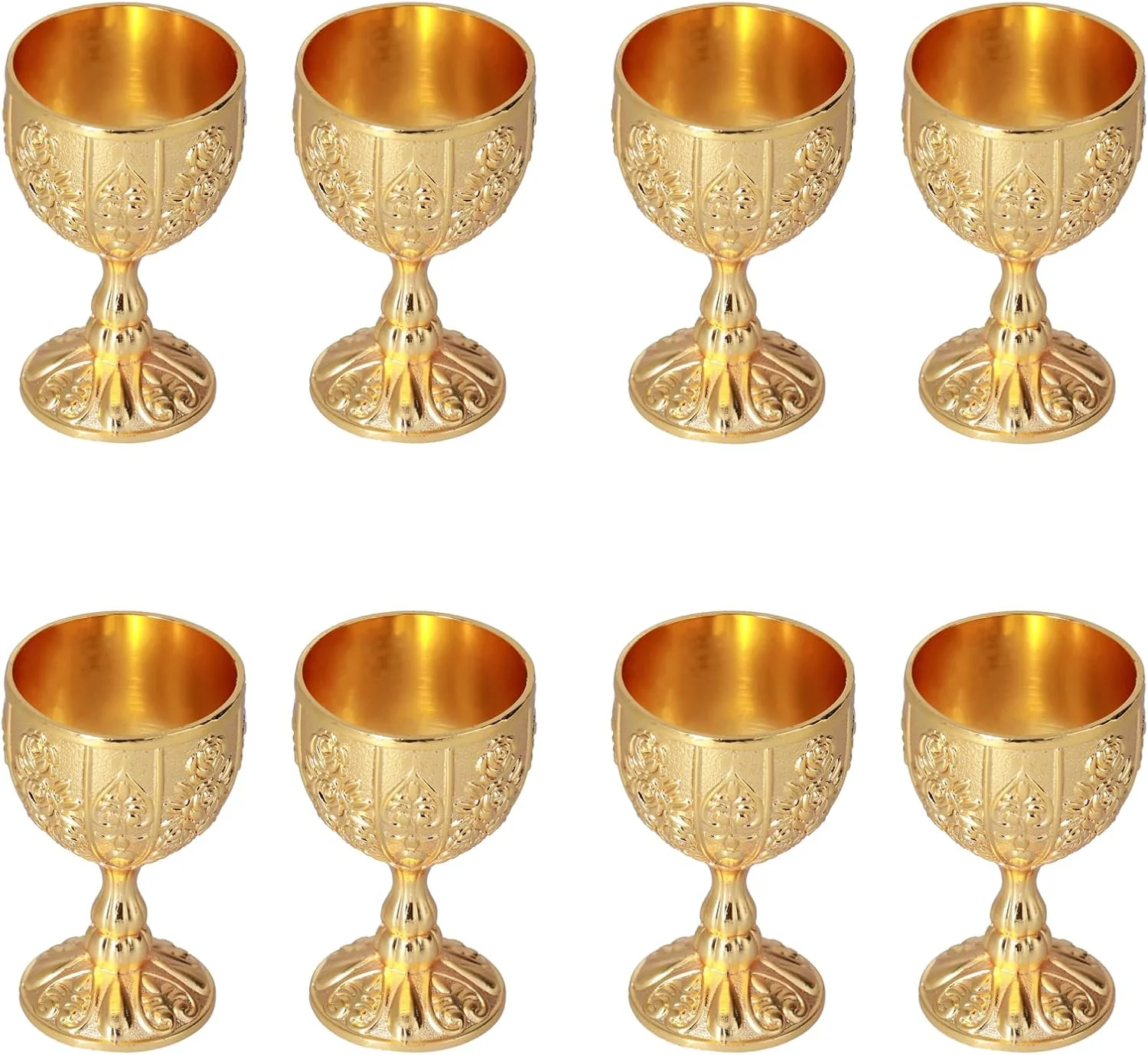 TOPINCN Mini Gold Goblet 8Pcs Vintage Metal Glasses