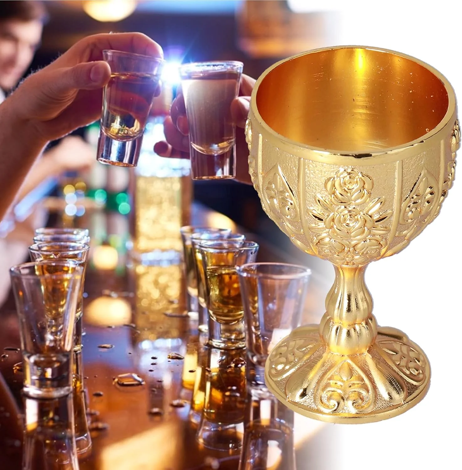 TOPINCN Mini Gold Goblet 8Pcs Vintage Metal Glasses