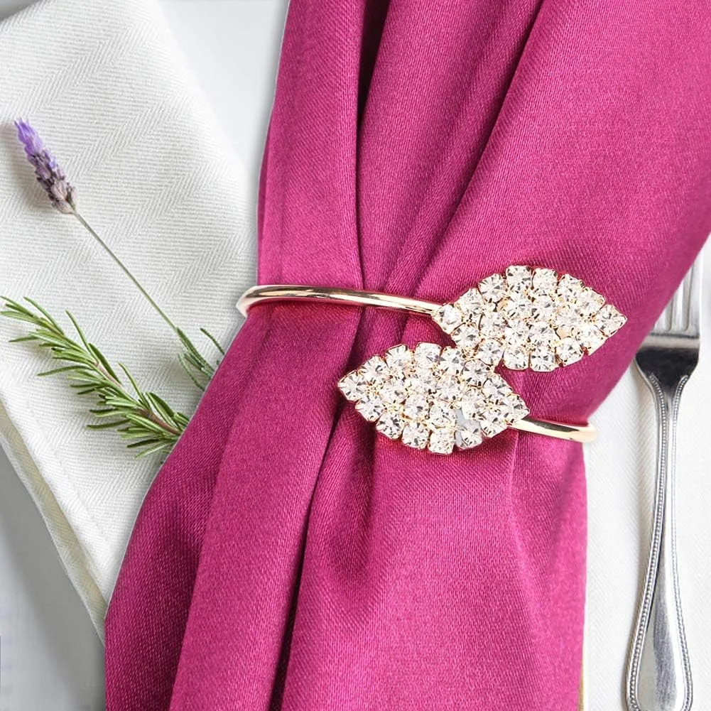 TOPINCN Napkin Rings Set 12 Leaf Napkin Holders