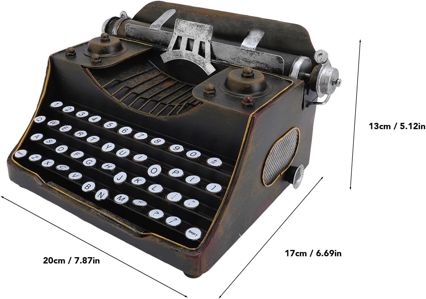 TOPINCN Retro Vintage Typewriter Model Metal Innovative Vintage
