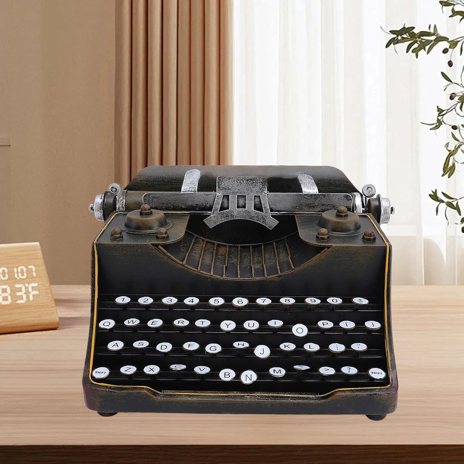 TOPINCN Retro Vintage Typewriter Model Metal Innovative Vintage