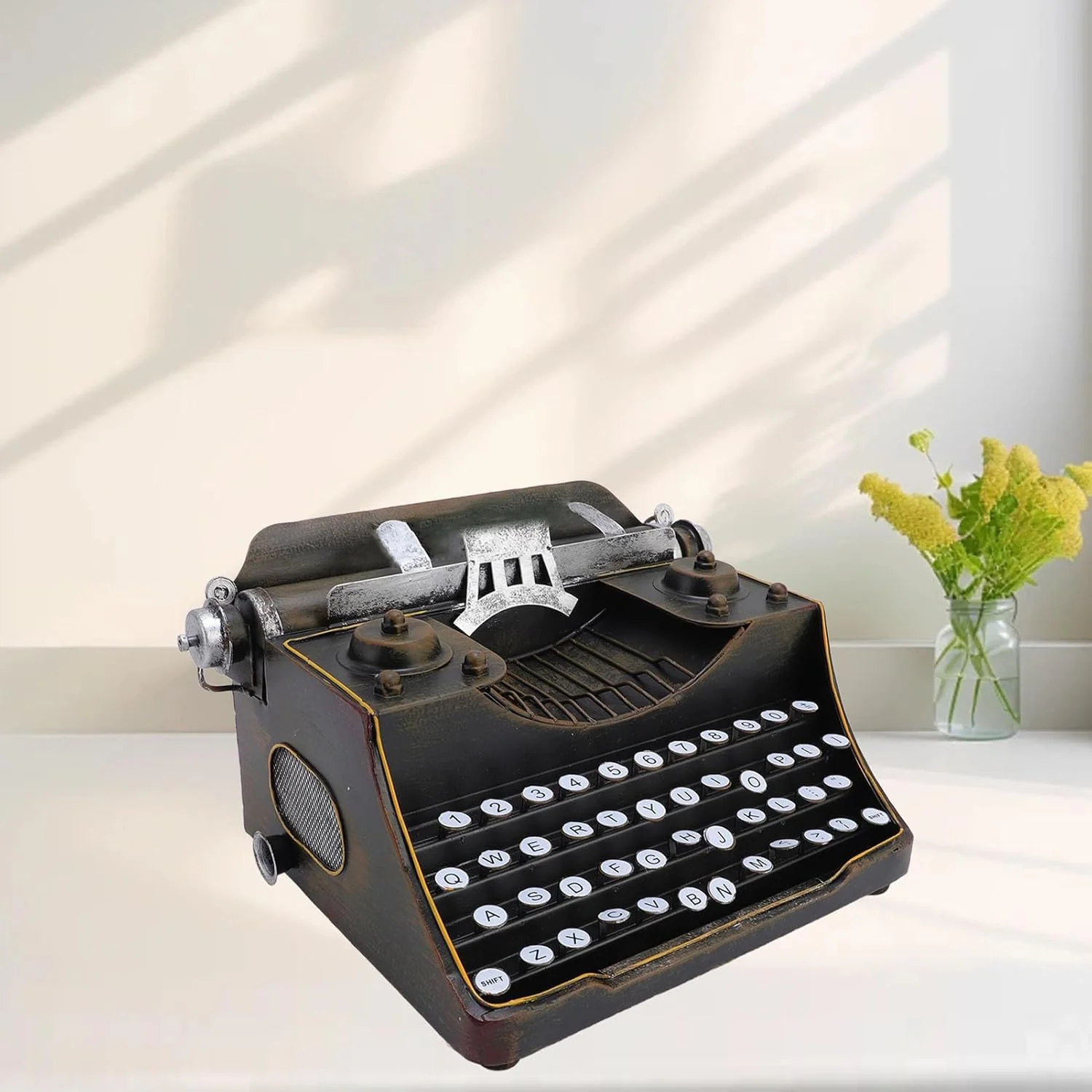 TOPINCN Retro Vintage Typewriter Model Metal Innovative Vintage