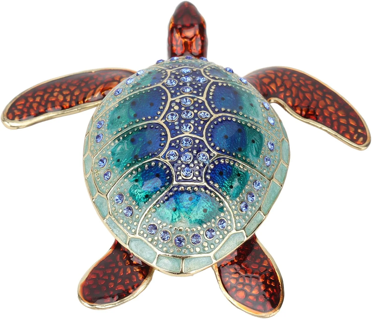 TOPINCN Rhinestone Turtles Jewelry Box Decor Gifts Storage