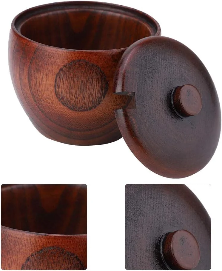 TOPINCN Solid Wood Jar Sugar Bowl Salt Seasoning