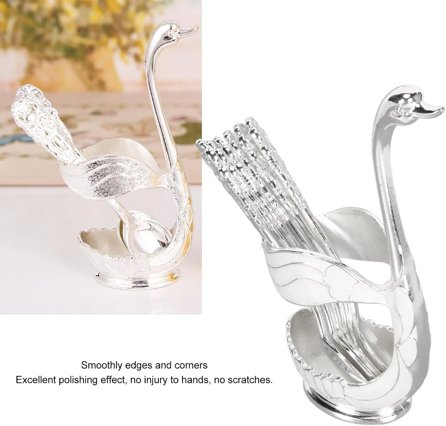 TOPINCN Swan Cutlery Set, Aluminum Swan Base Holder Teaspoon