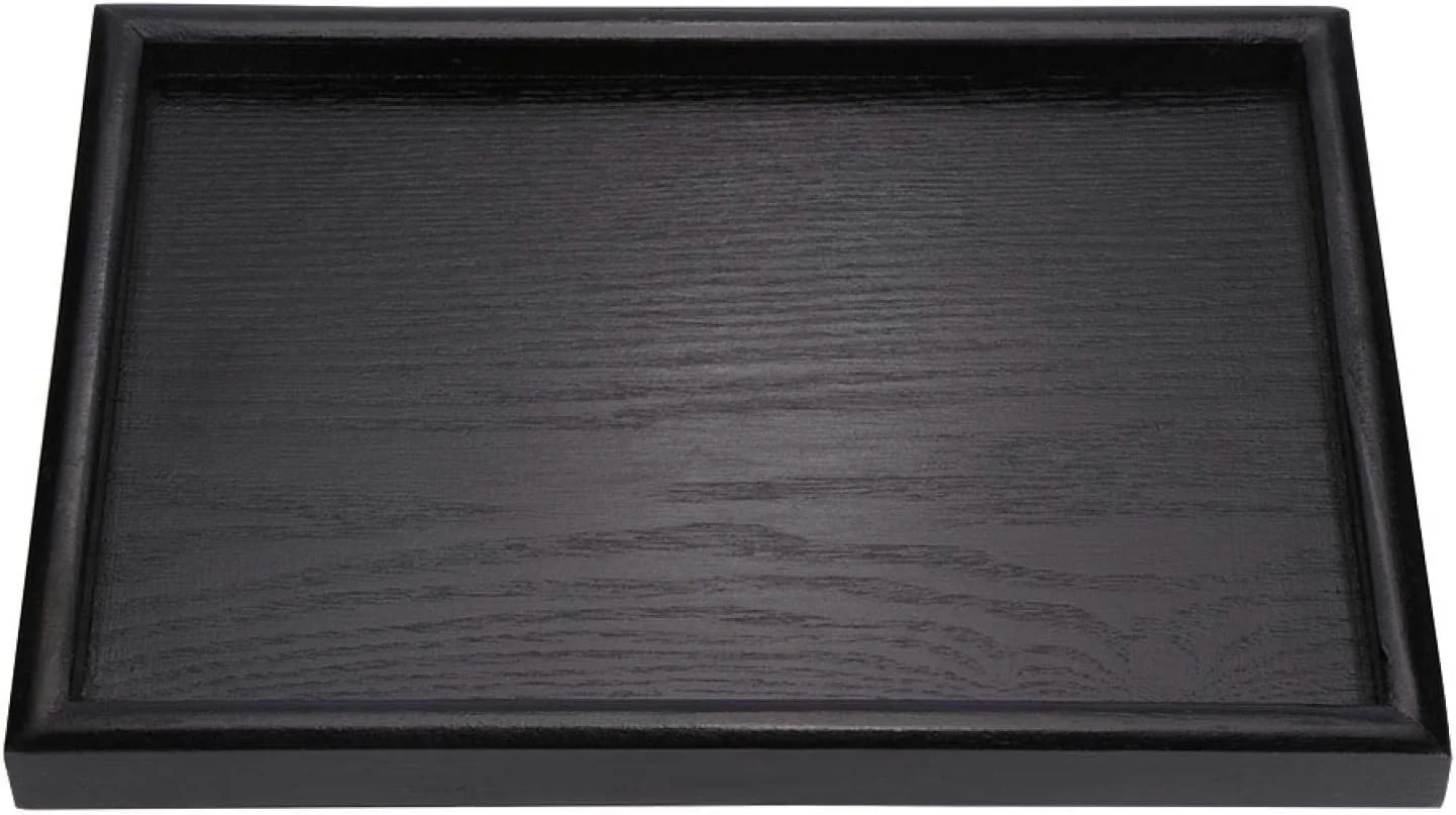 TOPINCN Tea Tray Rectangle Shape Solid Wood Versatile
