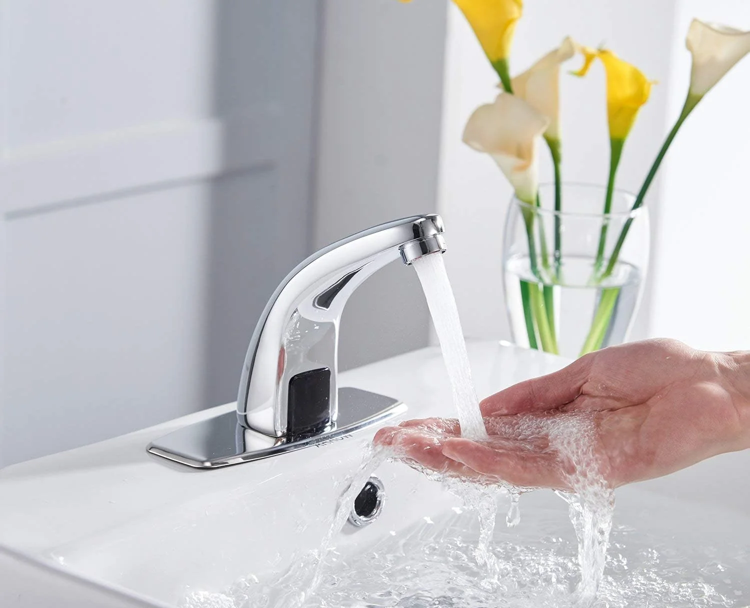 TOPINCN Touchless Motion Sensor Faucet, Automatic Hands-Free Bathroom