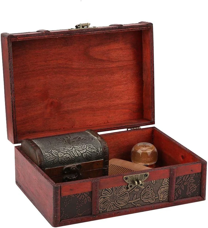 TOPINCN Vintage Handmade Storage Box Vintage Wooden Storage