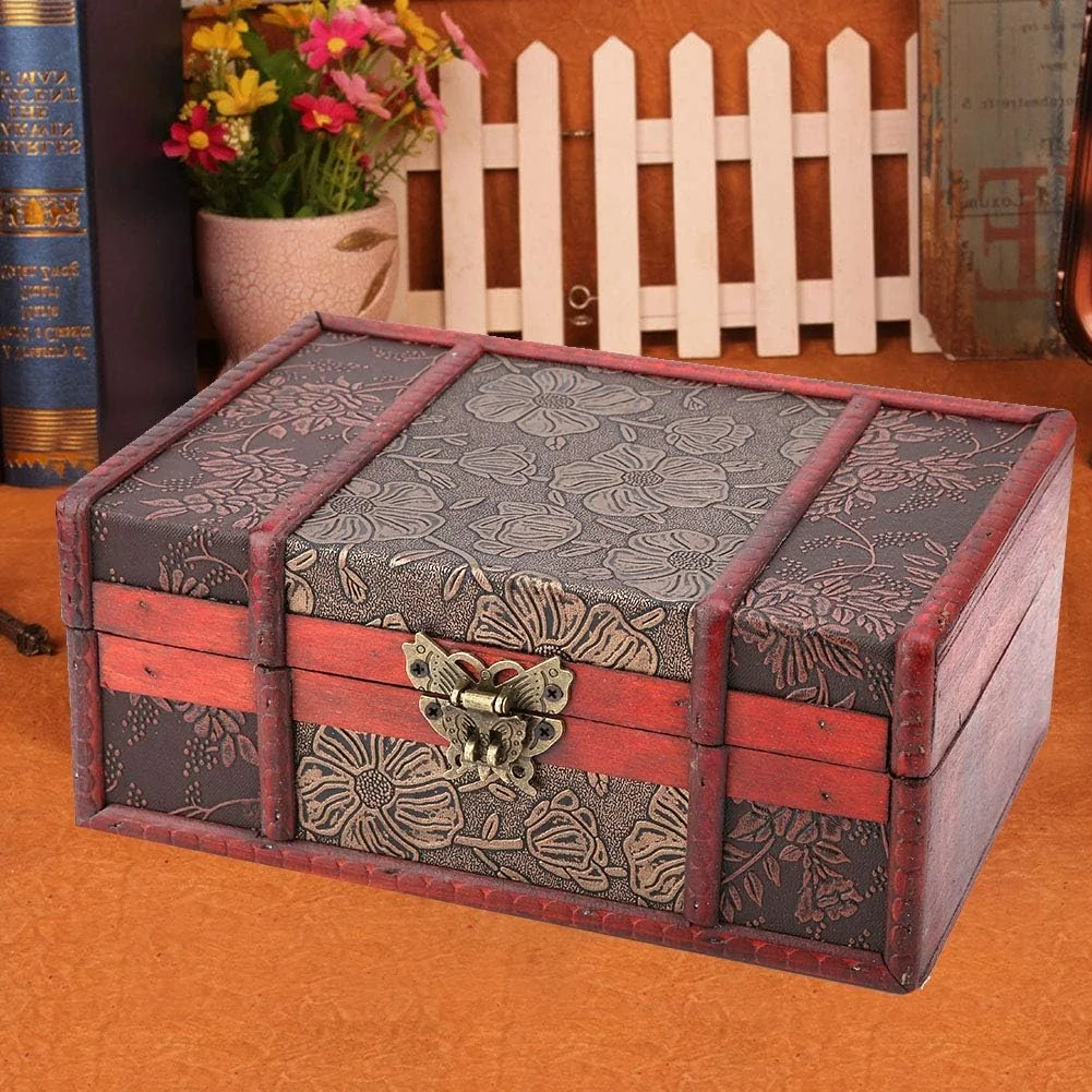 TOPINCN Vintage Handmade Storage Box Vintage Wooden Storage