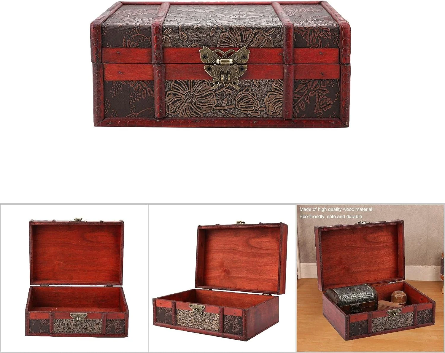 TOPINCN Vintage Handmade Storage Box Vintage Wooden Storage