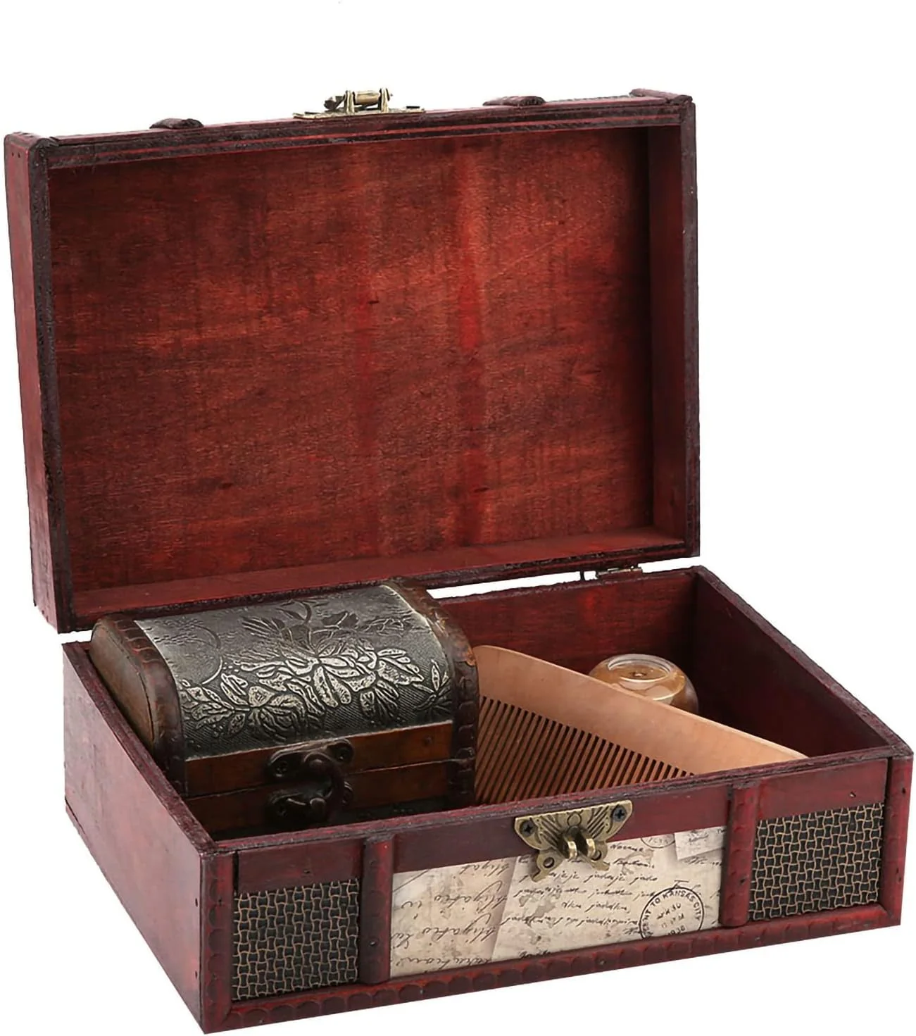 TOPINCN Vintage Wooden Storage Box, Chinese Style Design