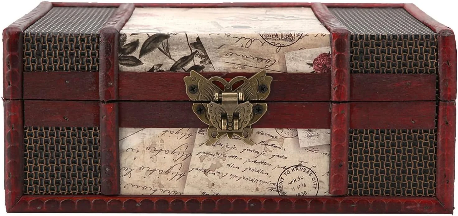 TOPINCN Vintage Wooden Storage Box, Chinese Style Design