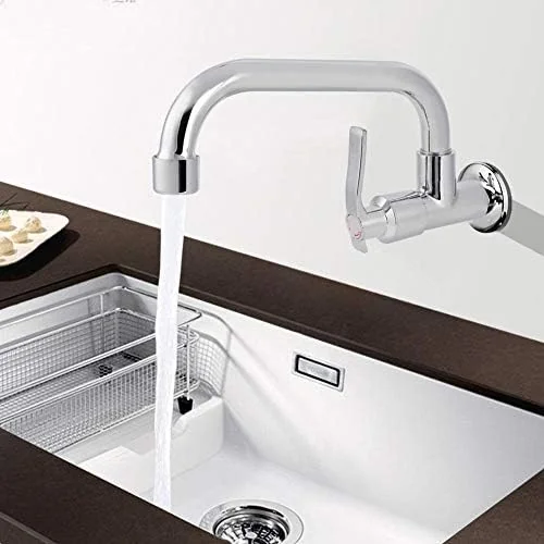 TOPINCN Wall Mounted Kitchen Faucet, Brass Body with Stainless