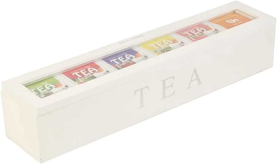 TOPINCN Wooden Tea Storage Box, 5 Slots, High